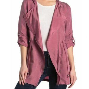 Melloday Lightweight Zip Up Fall Winter Preppy Pull Waist Roll Tab Sleeve Jacket